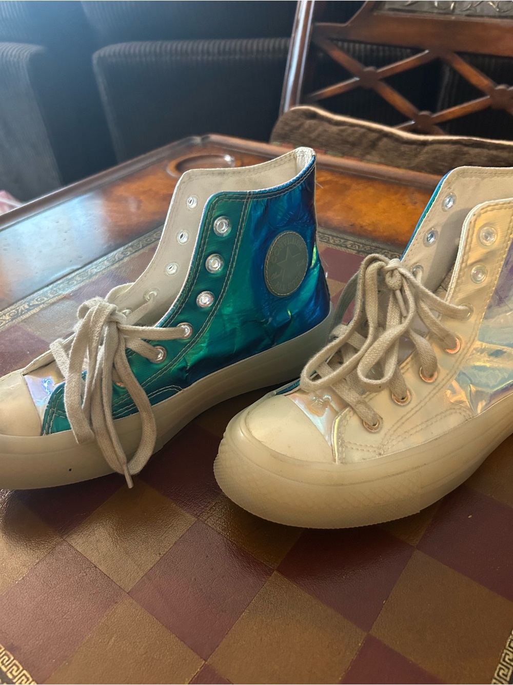 Converse Kids Iridescent High-Top Sneakers - Blue & Pearl